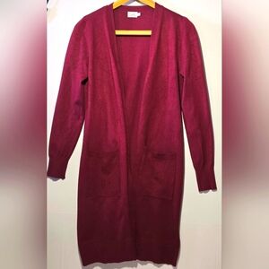 Cielo Deep Red Size Medium Duster 6 Button Women's Cardigan